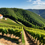 **Image prompt:** A panoramic view of Franconian vineyards on steep slopes, showcasing Silvaner grapes under a bright sky, capturing the essence of an undiscovered wine region.