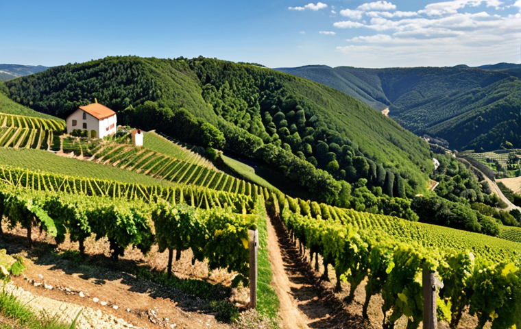 **Image prompt:** A panoramic view of Franconian vineyards on steep slopes, showcasing Silvaner grapes under a bright sky, capturing the essence of an undiscovered wine region.
