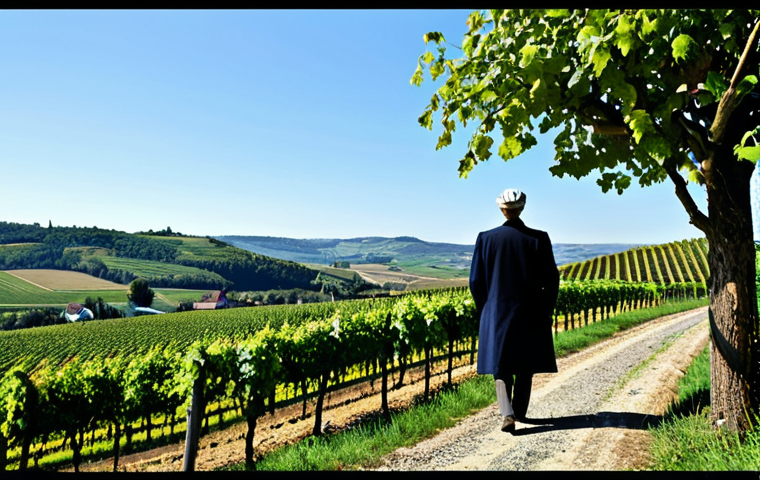 와이너리 투어를 통해 배우는 와인 성격 - **Prompt:** Lush green vineyards of the Mosel region, steep hillsides covered in Riesling grapes, a ...