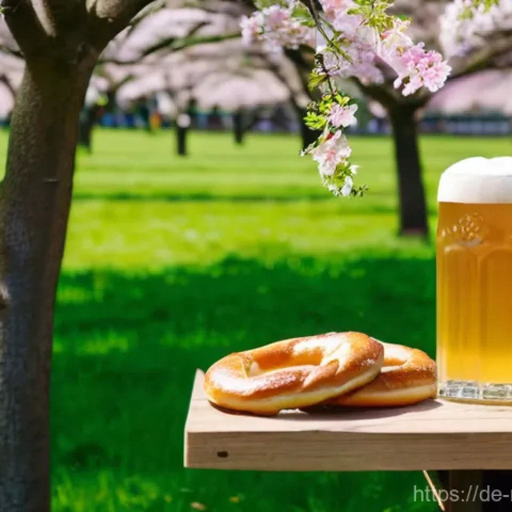 양조장 투어를 위한 최적의 여행 시기 - **Spring Awakening in a Bavarian Brewery Garden:**
    A vibrant, natural scene featuring a traditio...