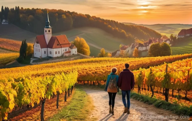 와이너리 투어 후 나의 추천 리스트 만들기 - **Prompt 1: "A vibrant autumn scene in a German vineyard during harvest season. Rolling hills of gra...