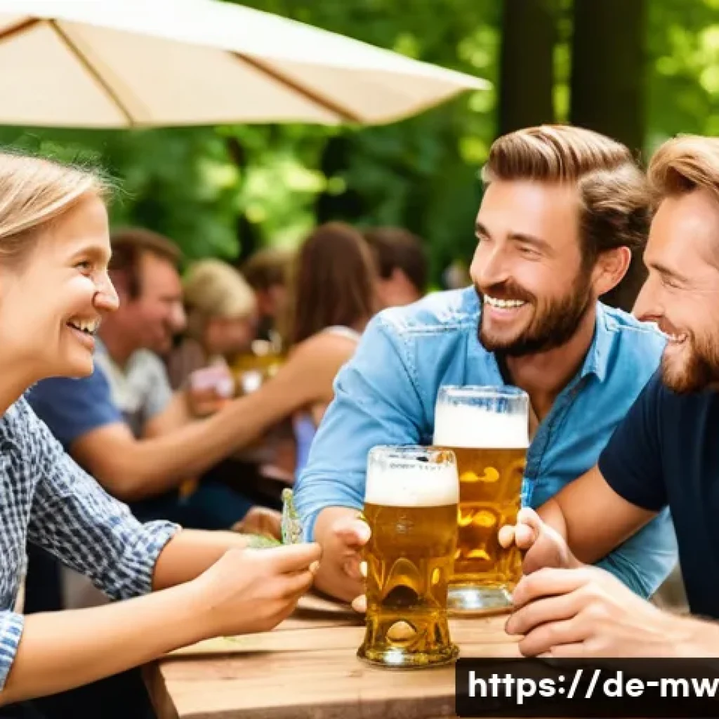 아름다운 경관의 양조장 방문하기 - **Prompt:** A bustling, sun-drenched traditional German beer garden in Bavaria on a warm afternoon. ...