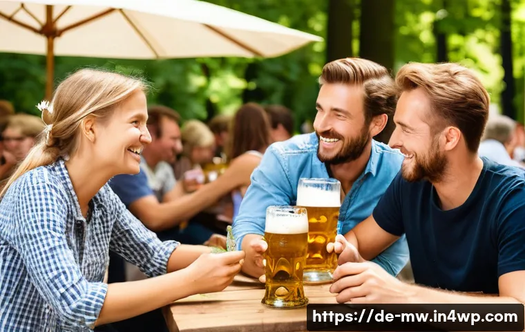 아름다운 경관의 양조장 방문하기 - **Prompt:** A bustling, sun-drenched traditional German beer garden in Bavaria on a warm afternoon. ...