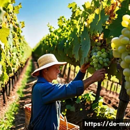 와인 생산 과정 이해하기  양조장 투어의 핵심 - A detailed vineyard scene in the German Pfalz region during grape harvest season, showing experience...