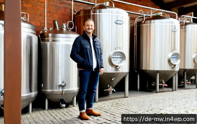Home 17 양조장 투어에 적합한 복장 가이드 - Photorealistic brewery tour outfit guide scene in a traditional German craft brewery courtyard, an a...
